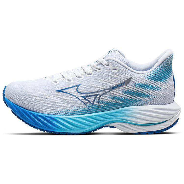 Mizuno Wave Rider 28 Durable Breathable Low-Top Running Shoes Unisex White Blue