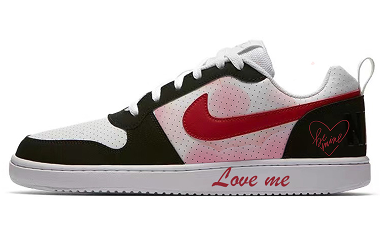 Nike Court Borough Slip-Resistant Cushioning Wear-Resistant Low-Top Skateboard Shoes Men's Black White Red