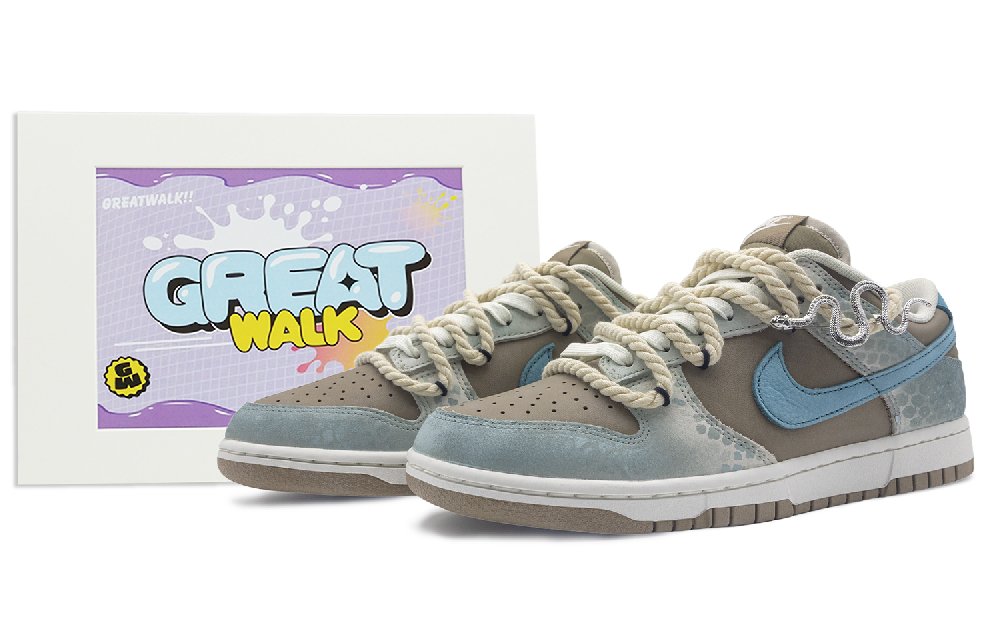 Nike Dunk Slip-Resistant Low-Top Skateboard Shoes Unisex Blue Brown