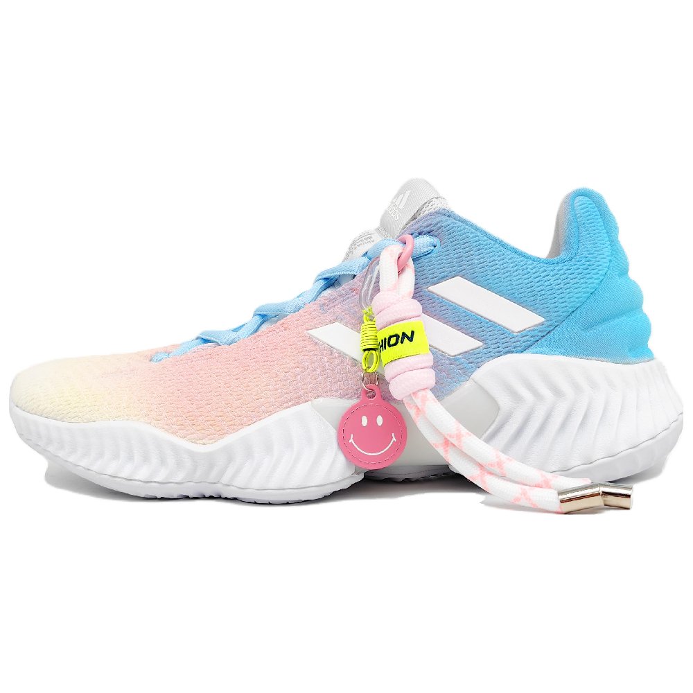 Adidas Pro Bounce 2018 Low Cushioned Slip Resistant Abrasion Resistant Low Top Basketball Shoes Men's Blue Pink