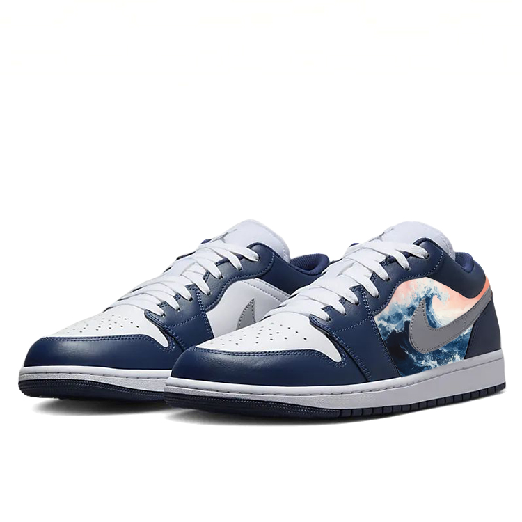 Jordan Air Jordan 1 Wear-Resistant Slip-Resistant Low-Top Vintage Basketball Shoes Men's White Blue