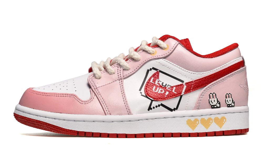 Jordan Air Jordan 1 Low-Top Vintage Basketball Shoes Women's Pink White