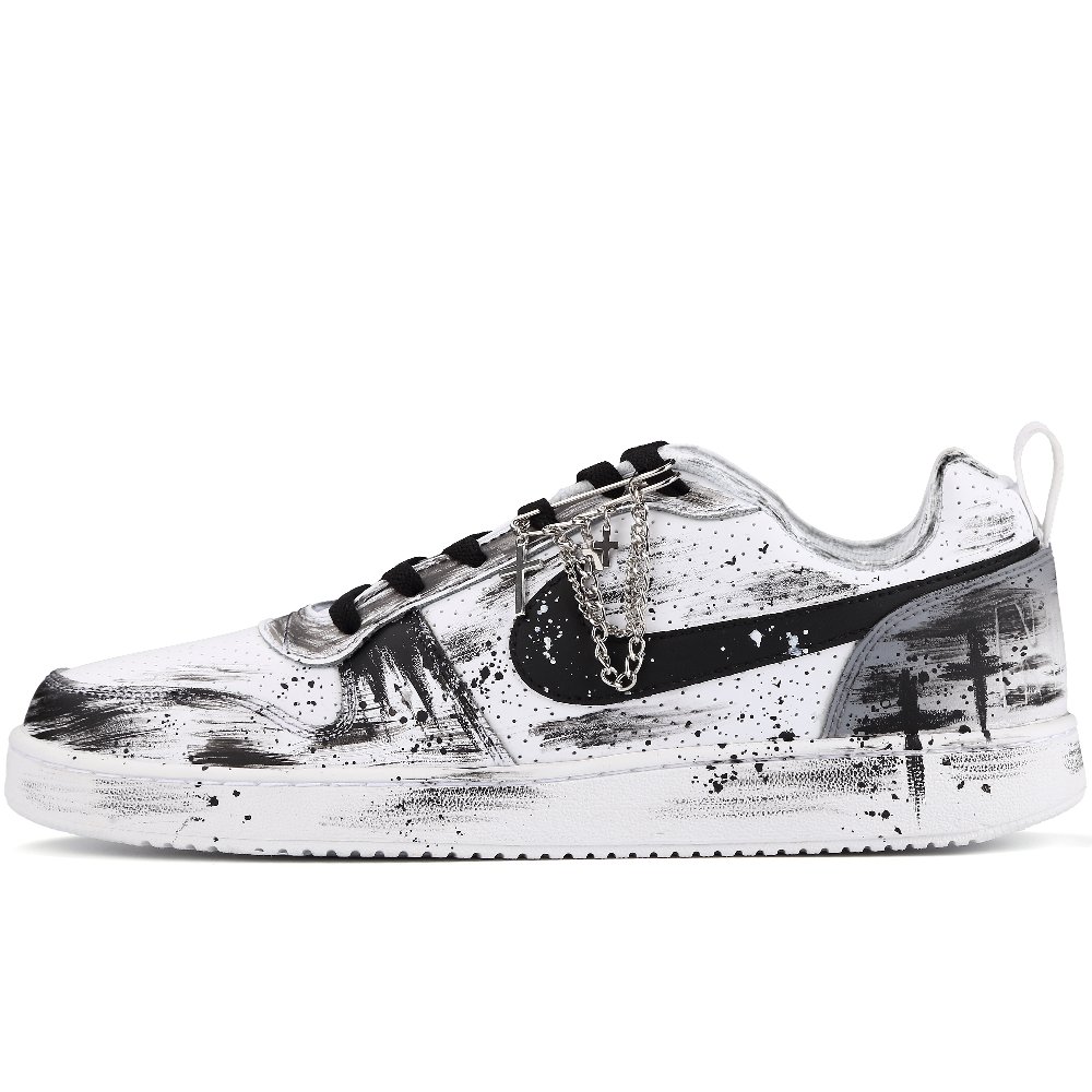 Nike Court Borough The Darker Anti-Slip Wear-Resistant Low-Top Skateboard Shoes Men's Black White