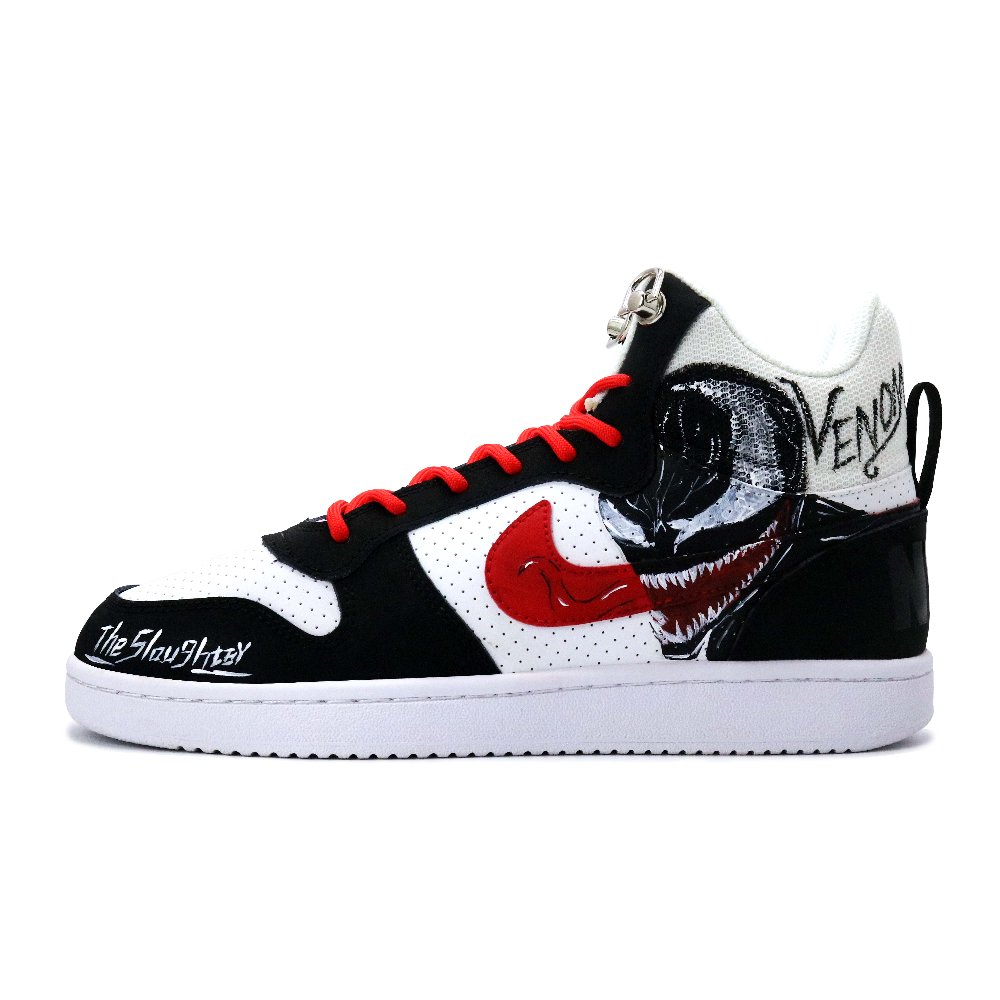 Nike Court Borough Lightweight And Breathable Mid-Top Skateboard Shoes Men's Black Red White