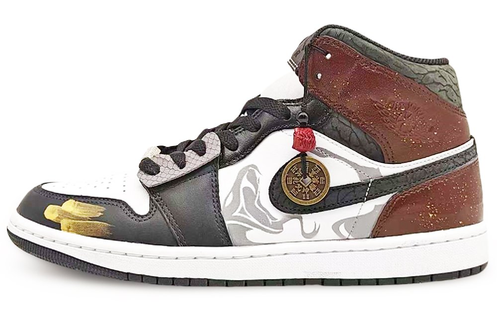 Jordan Air Jordan 1 Mid SE 'Panda Elephant' Abrasion Resistant Mid Top Vintage Basketball Shoes Men's Black Red