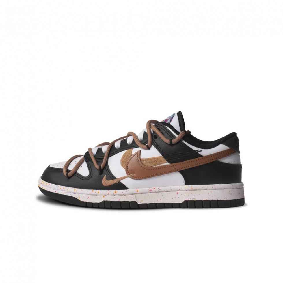 Nike Dunk Low Multi Color Swooch Low Top Skateboard Shoes Women's Black White Brown