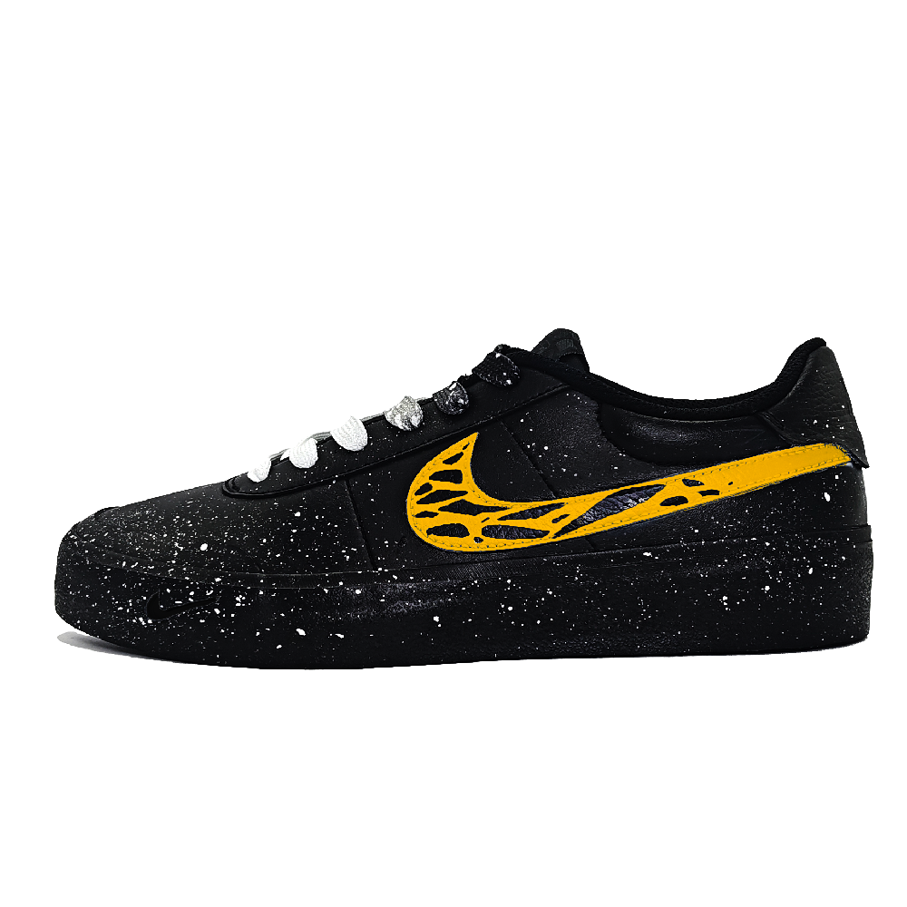 Nike Court Shot Stitched Yellow Wear resistant And Lightweight Low Top Skateboard Shoes Unisex Black