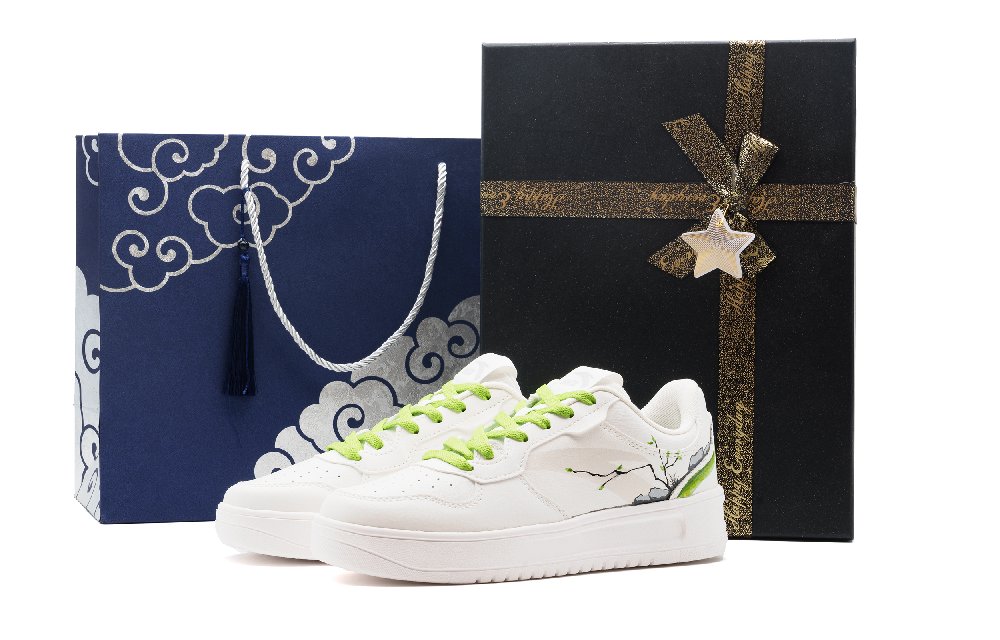 Anta Relaxed Cushioning, Wear Resistant Low Top Skateboard Shoes Unisex White Green