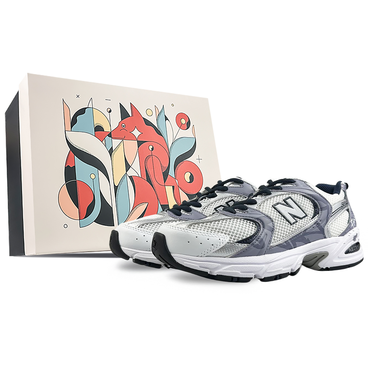 New Balance Cushioning Anti-Slip And Wear-Resistant Low-Top Running Shoes Unisex White Gray