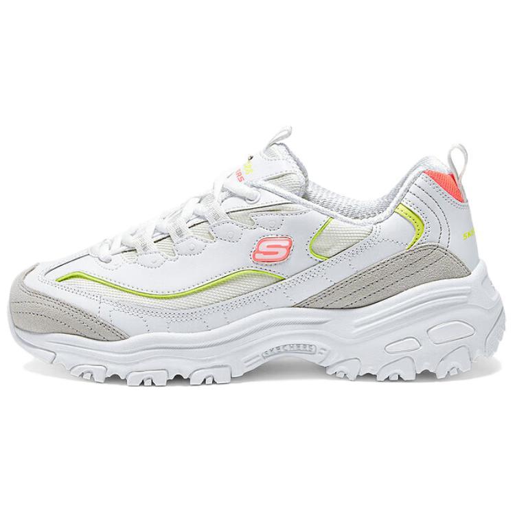 Skechers DLITES Anti-Slip Wear-Resistant Low-Top Chunky Sneakers Women's White Yellow
