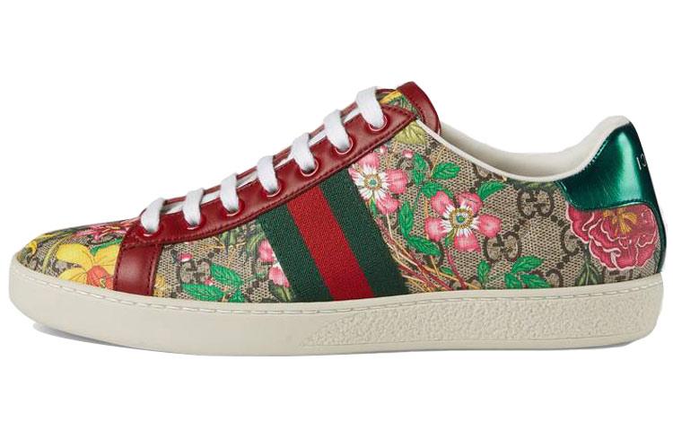 GUCCI Women's Ace Gg Supreme Low 'Flora Print   Red' Women's