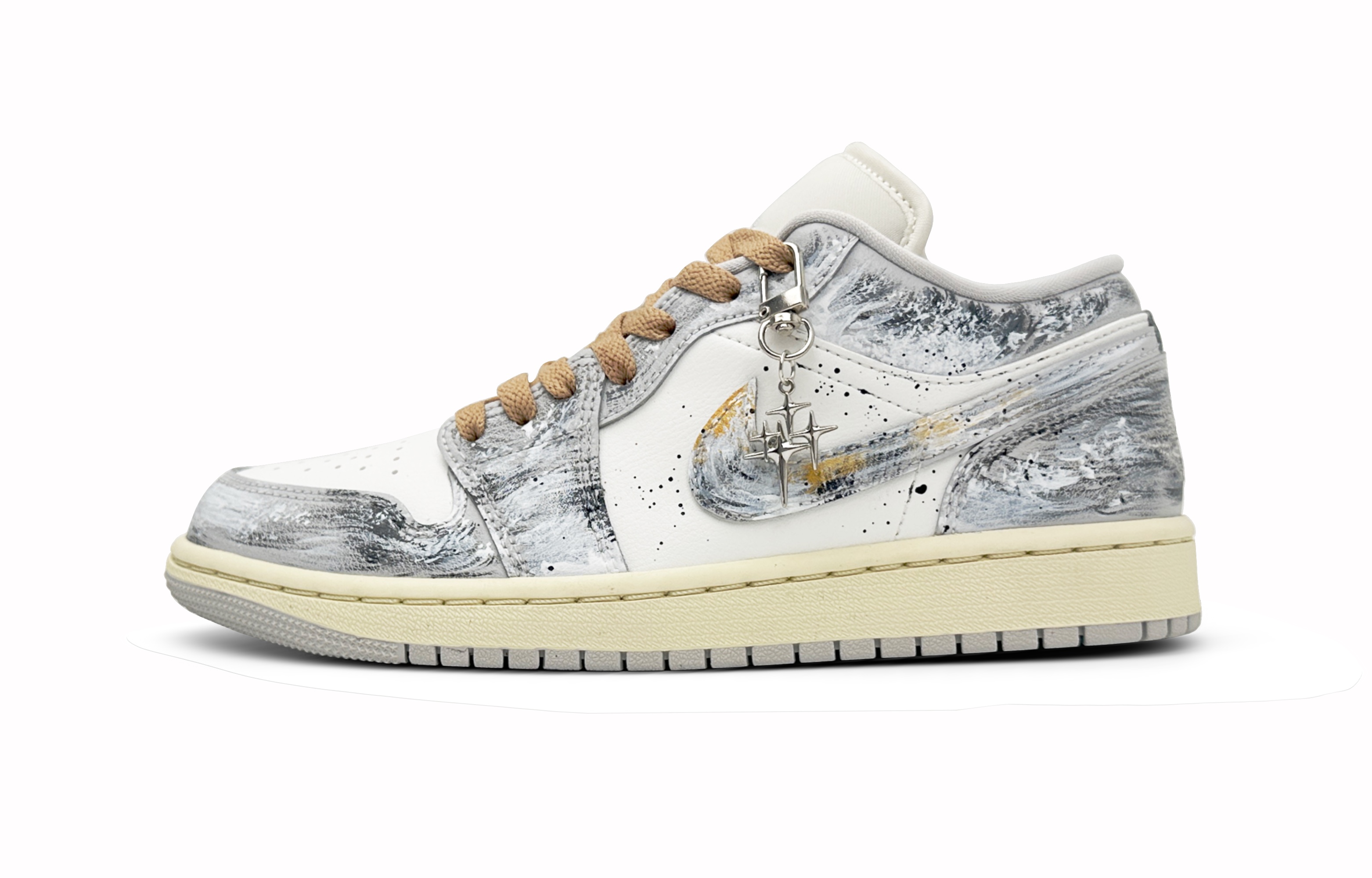 Jordan Air Jordan 1 Low top Vintage Basketball Shoes Women's Silver White