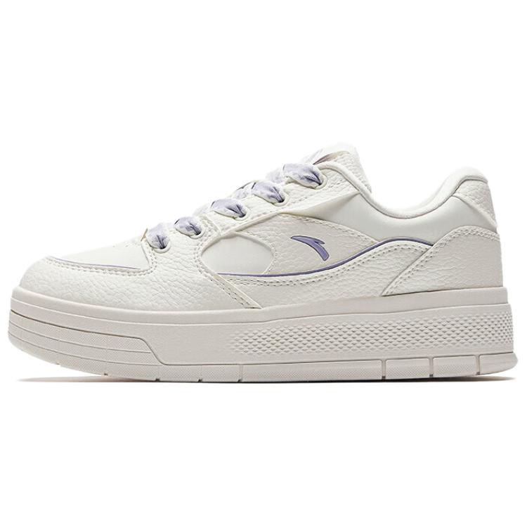 Anta Slip Resistant Shock Absorbers Lightweight Low Top Skateboard Shoes Women's Ivory White Poplar Catkin Purple