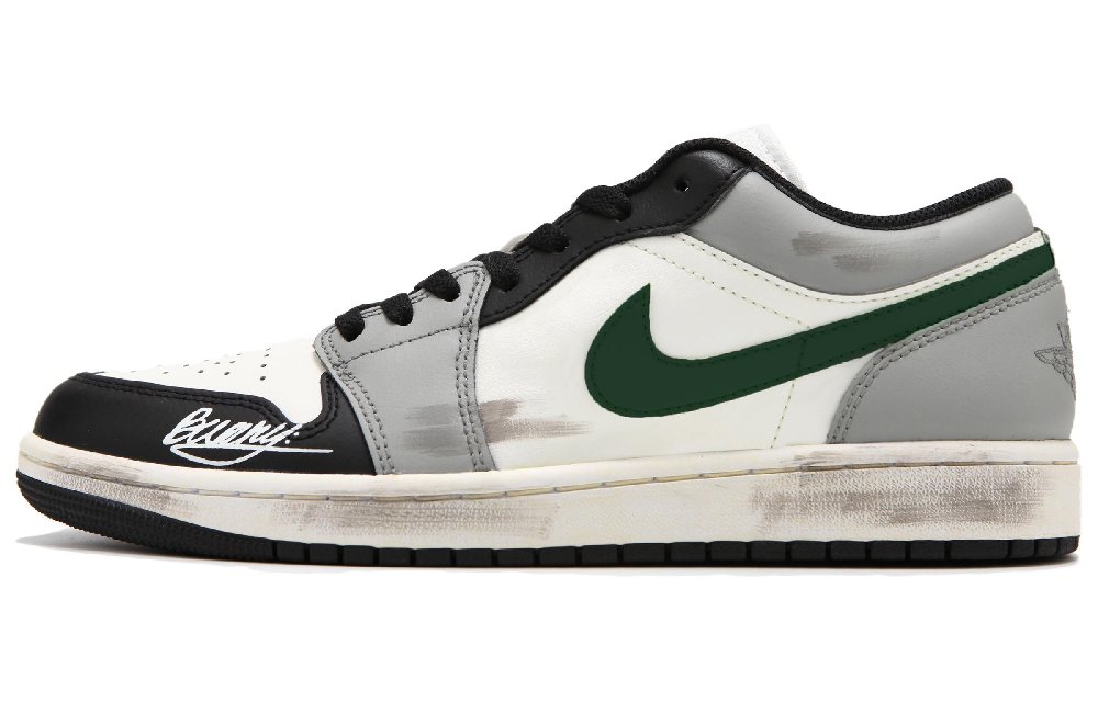 JORDAN Air JORDAN 1 Vintage Basketball Shoes Women's Low Top Beige Gray Black
