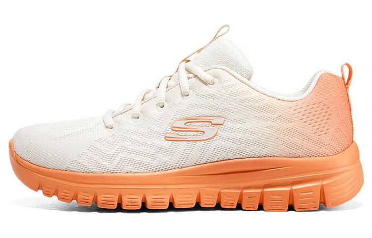 Skechers Graceful Square Sugar Collection Cushioning Wear-Resistant Low-Top Casual Shoes Women's White Orange