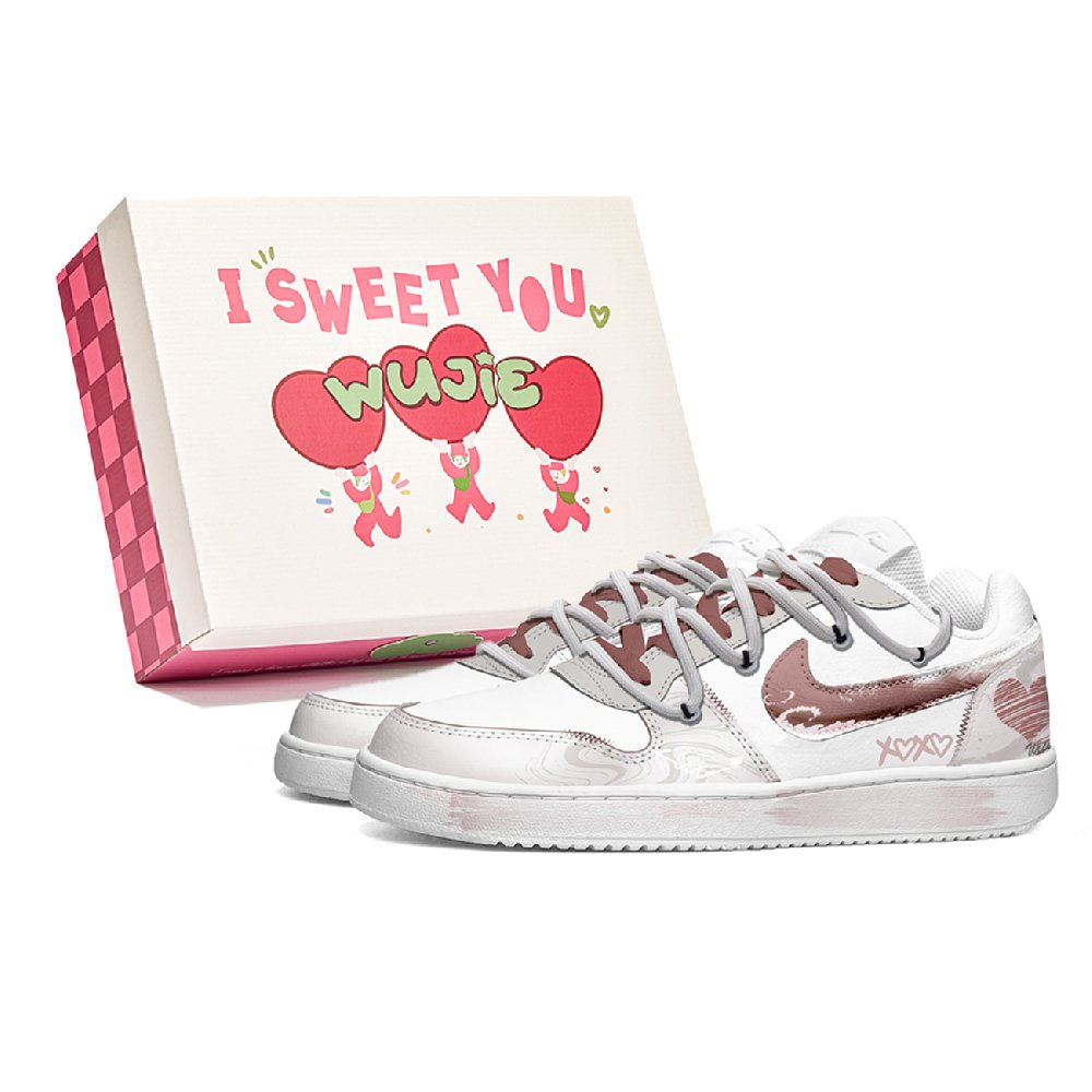 Nike EBERNON Wu World, Box, Heart Stream Shock Absorbers Low Top Skateboard Shoes Unisex Taupe Gray