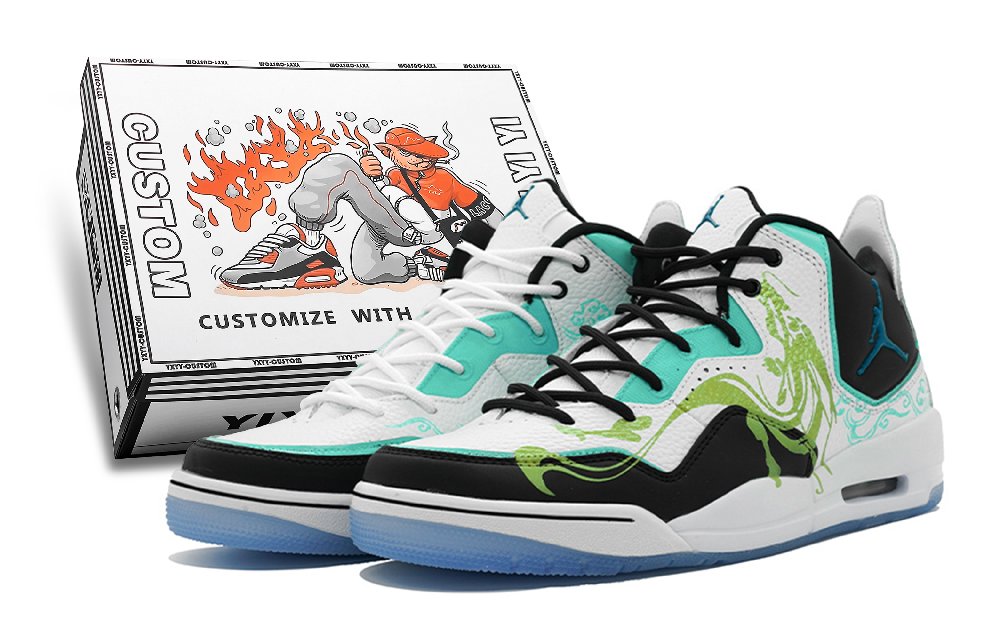 Jordan Courtside 23 Mid-Top Vintage Basketball Shoes GS White Black Cyan
