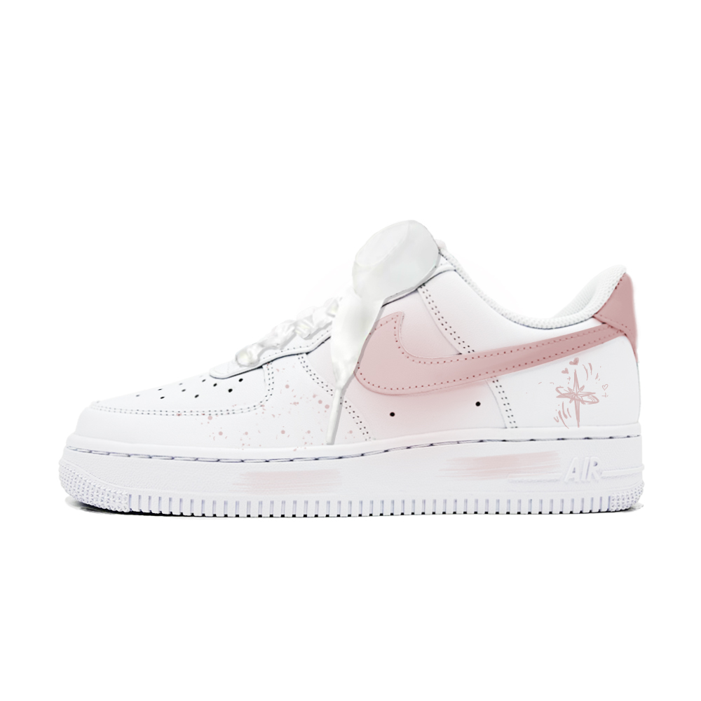 Nike Air Force 1 Anti Slip Wear Resistant Low Top Skateboard Shoes Women's White Pink