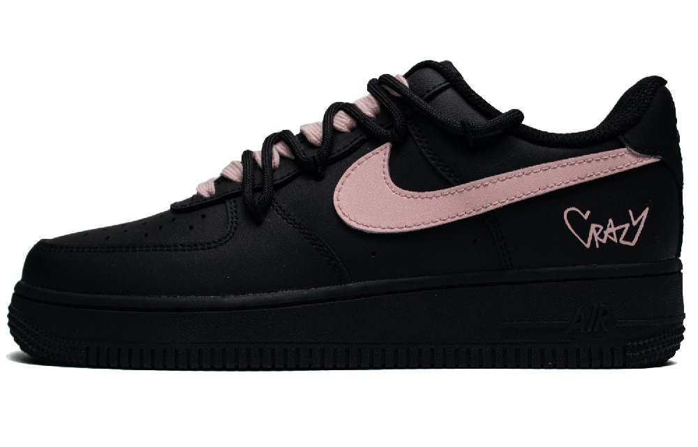 Nike Air Force 1 Silver Wing Black Pink Slip Resistant Shock Absorbers Low Top Skateboard Shoes Unisex Black