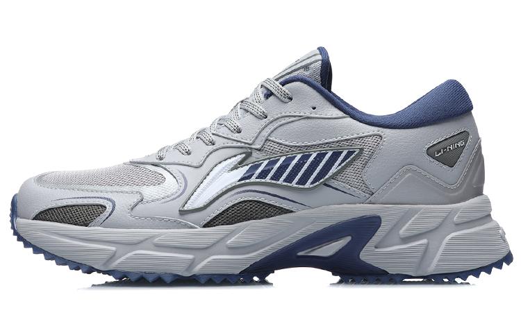 LiNing Shock Absorbing, Non Slip, Wear Resistant, Breathable And Lightweight Low Top Running Shoes Unisex Gray Blue