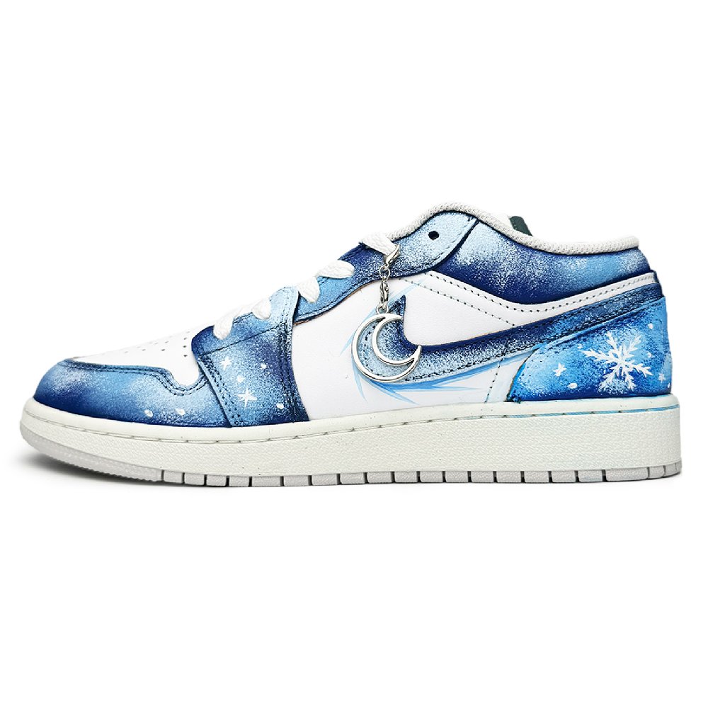 Jordan Air Jordan 1 Abrasion Resistant Low Top Vintage Basketball Shoes Unisex White Blue