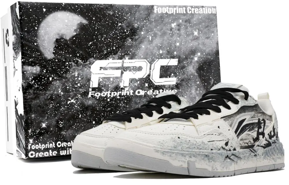 LiNing Yuan Chu Cushioning Abrasion Resistant Breathable Low top Skateboard Shoes Unisex White