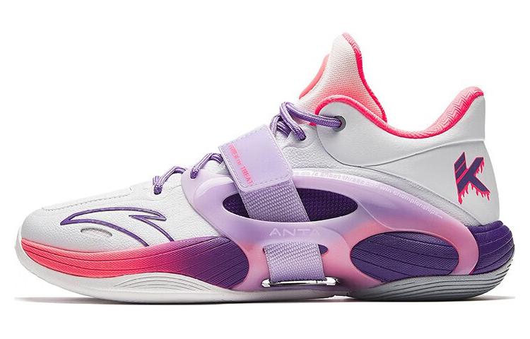 Anta KT SPLASH V V2 Cushioning And Breathable Mid top Basketball Shoes Men's White Purple