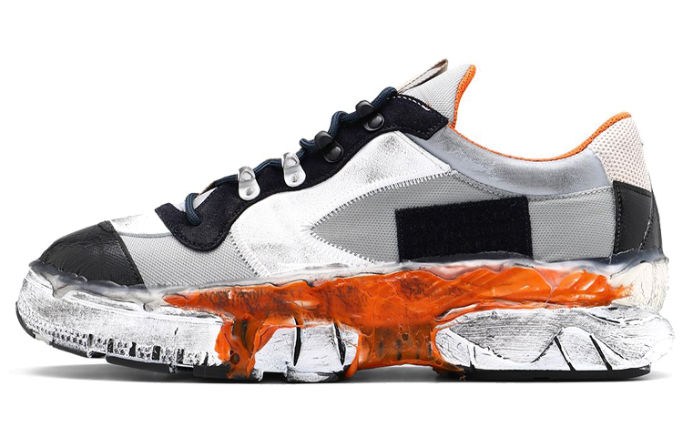 Maison Margiela Low Top Casual Shoes Men's Gray Black Orange