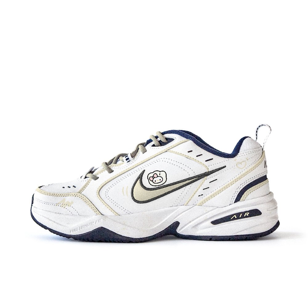 Nike Air Monarch 4 Anti-Slip Wear-Resistant Low-Top Chunky Sneakers Unisex White Yellow