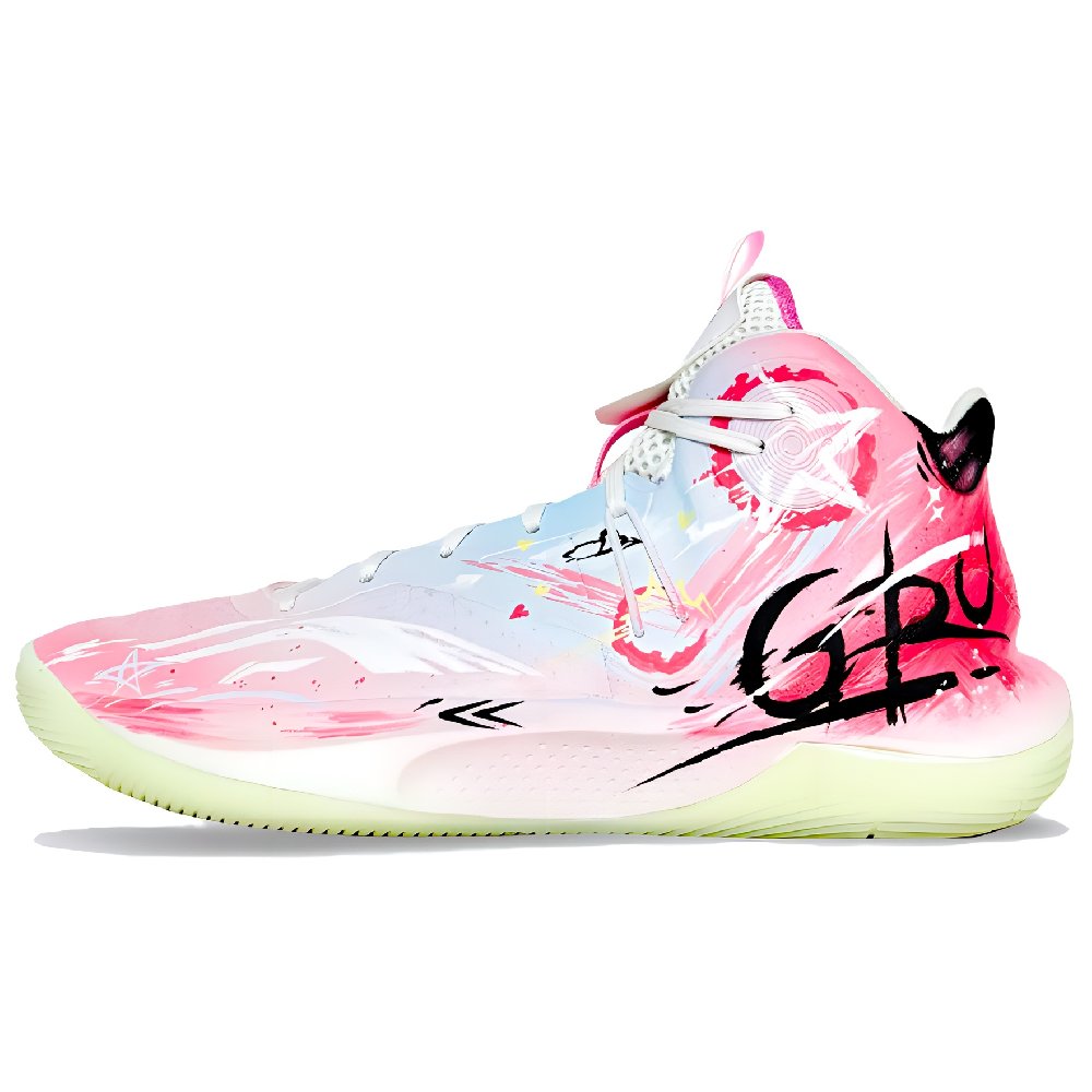 LiNing Sonic 9 Team Slip Resistant, Abrasion Resistant, Rebound Resistant Mid Top Basketball Shoes Men's Pink Blue