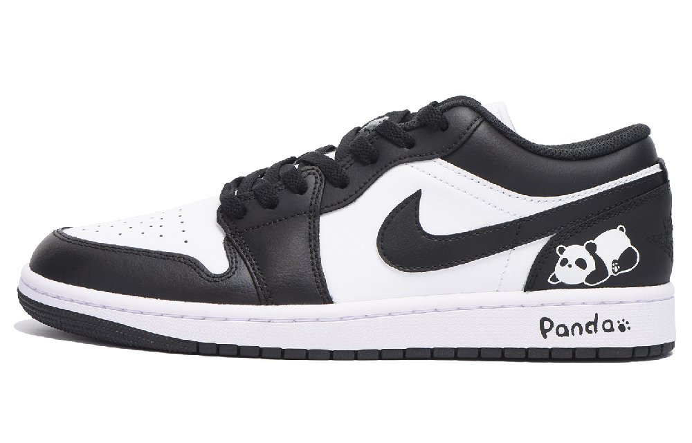 Jordan Air Jordan 1 Slip-Resistant Coverage Balance Impact-Resistant Low-Top Vintage Basketball Shoes Men's Black White