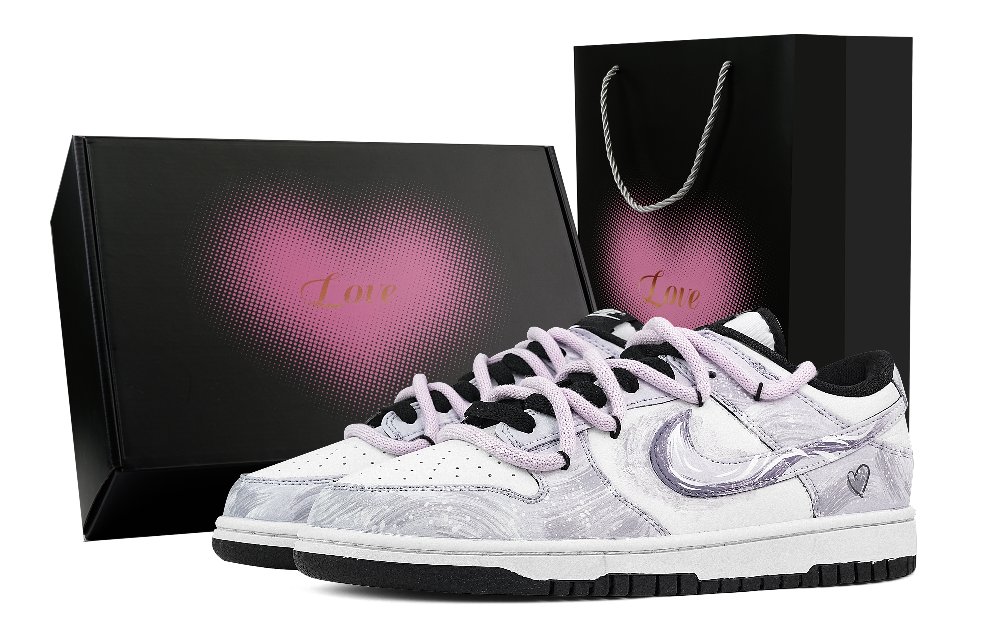 Nike Dunk Bellflower Purple Heart Box Abrasion Resistant Low Top Skateboard Shoes Unisex Purple White
