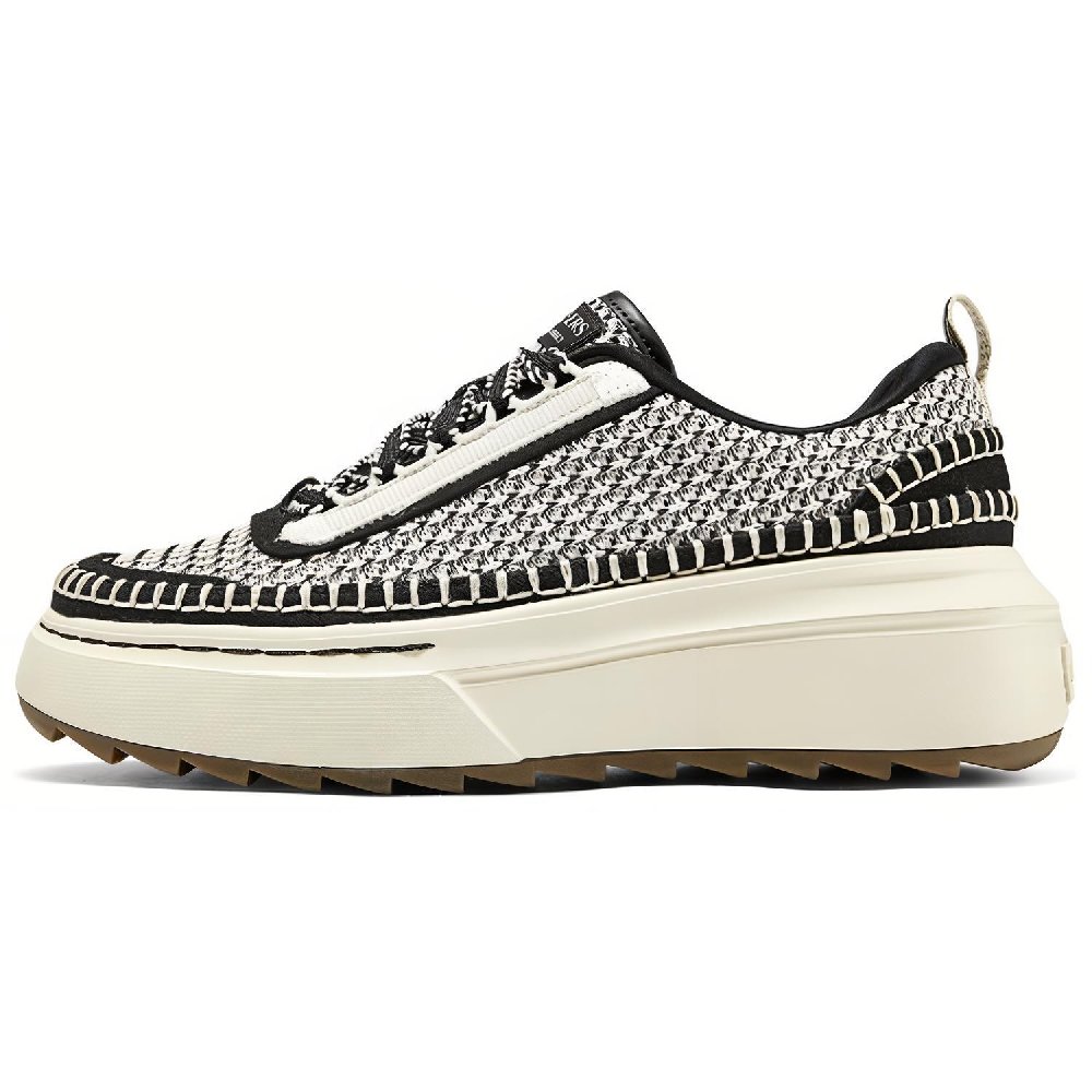 Skechers Court Classics Breathable Low-Top Casual Skateboard Shoes Women's Black Beige
