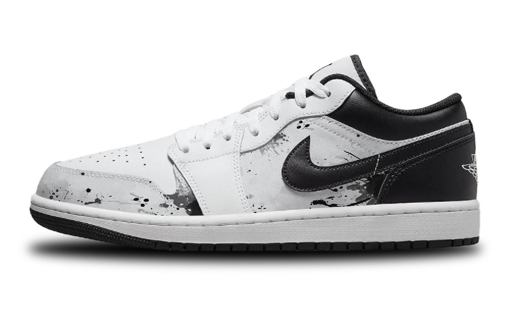 Jordan Air Jordan 1 The Dust Settled Cushioned Slip-Resistant Low-Top Vintage Basketball Shoes Men's Black White