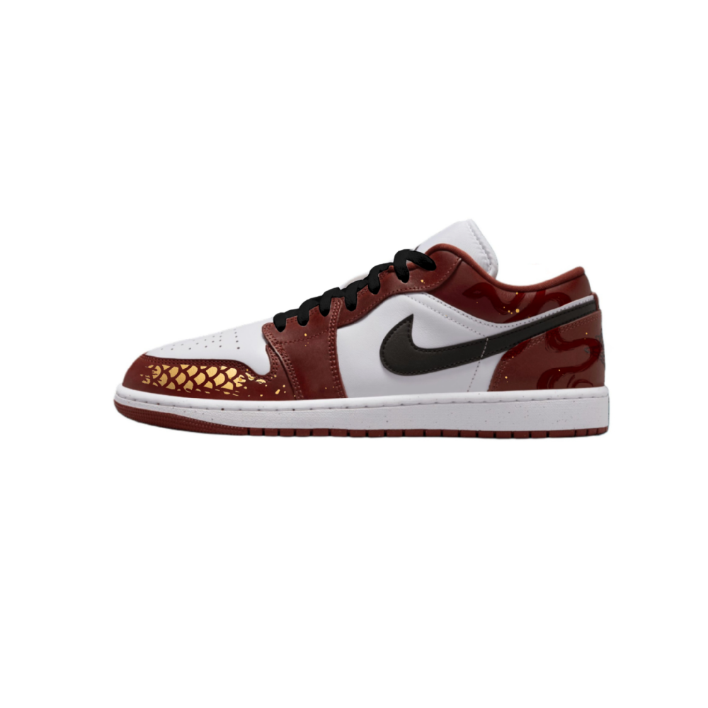 Jordan Air Jordan 1 WAO Abrasion Resistant Slip Resistant Low Top Vintage Basketball Shoes Unisex Black Red White