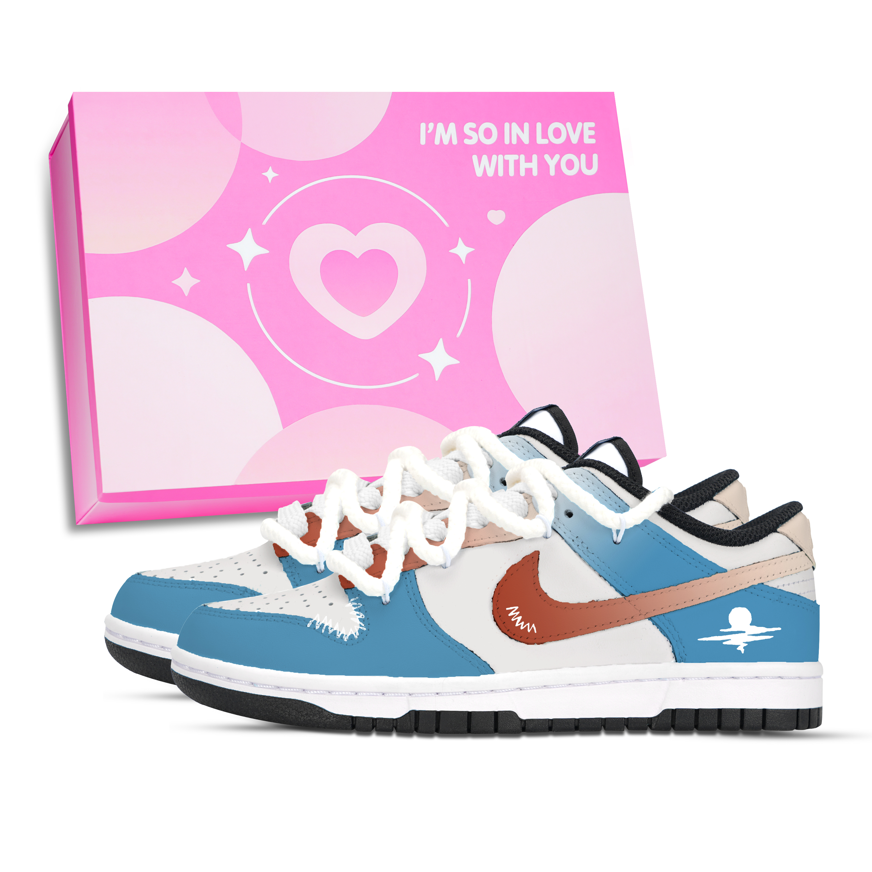 Nike Dunk Hailing Mingyue Shoe Box Abrasion Resistant Low top Skateboard Shoes Unisex Red Blue White