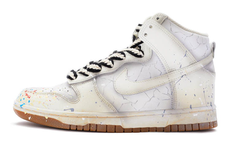 Nike Dunk High Top Skateboard Shoes Women's White Gray