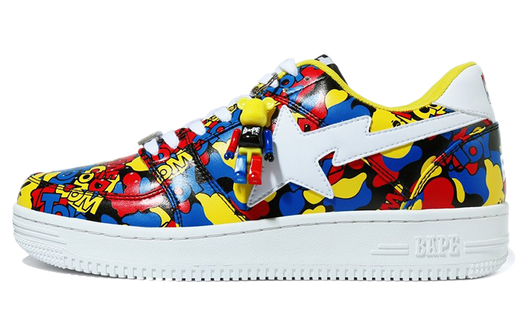Medicom Toy x A BATHING APE STA Low Stylish Skateboarding Shoes Men's Yellow