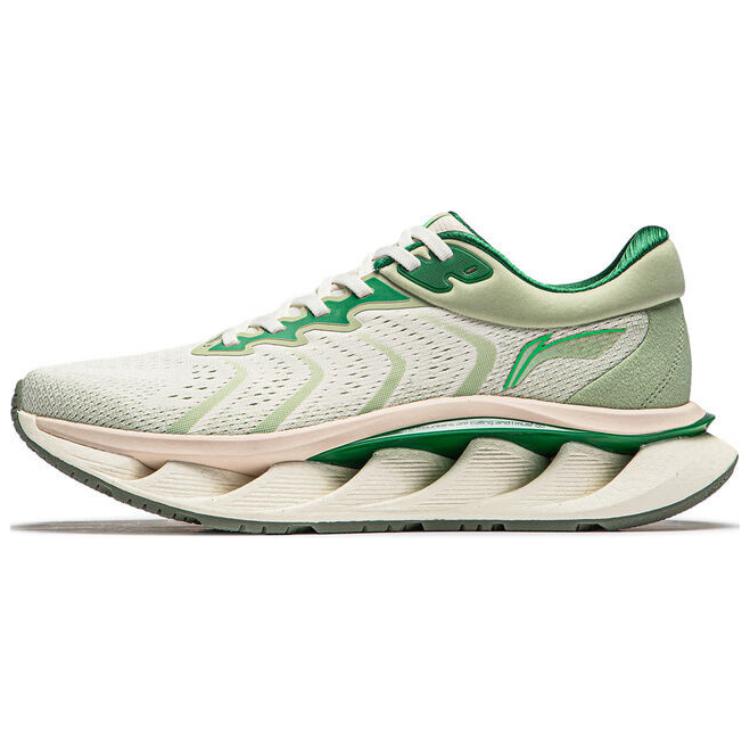LiNing Cushioning Wear-Resistant Low-Top Casual Running Shoes Men's White Green