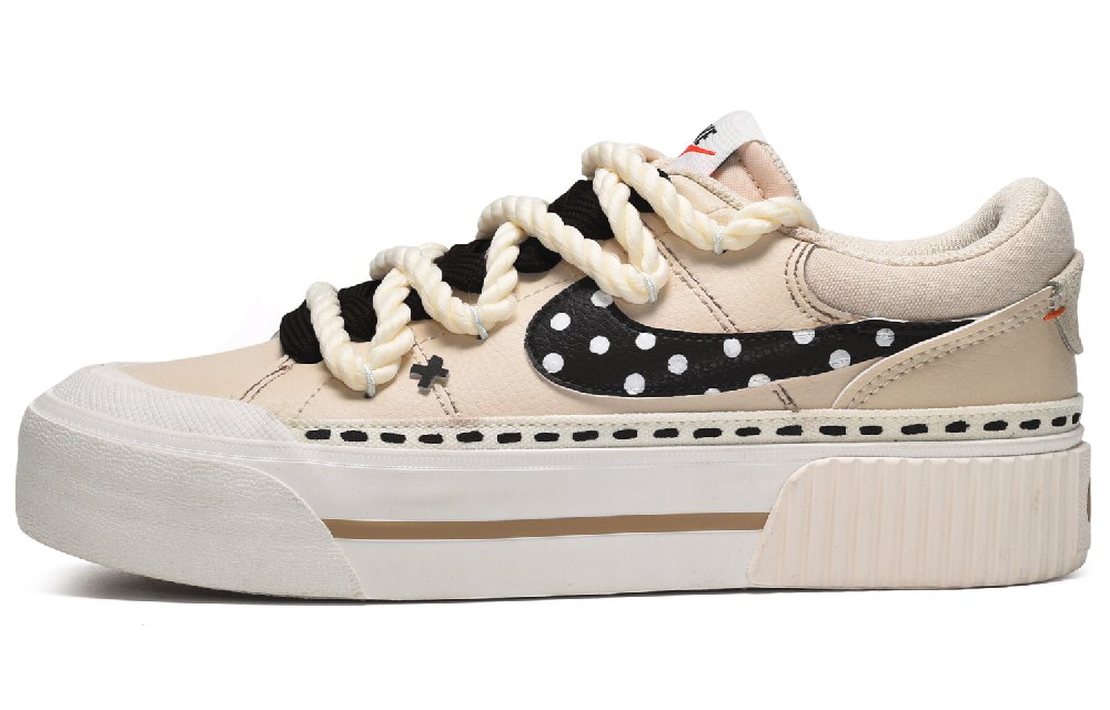 Nike Court Legacy Lif CUS ID American Vintage Low-Top Skateboard Shoes Women's Beige Brown