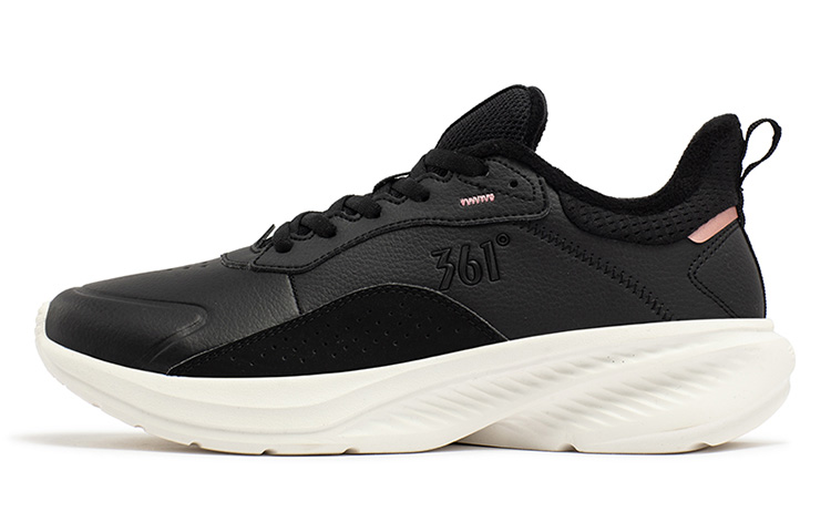361° Sharp Leaf Abrasion Resistant Slip Resistant Low Top Winter Padded Running Shoes Women's Black White