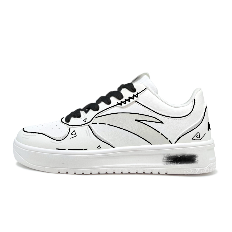 Anta Relaxed Wear resistant And Lightweight Low Top Skateboard Shoes Unisex Black White