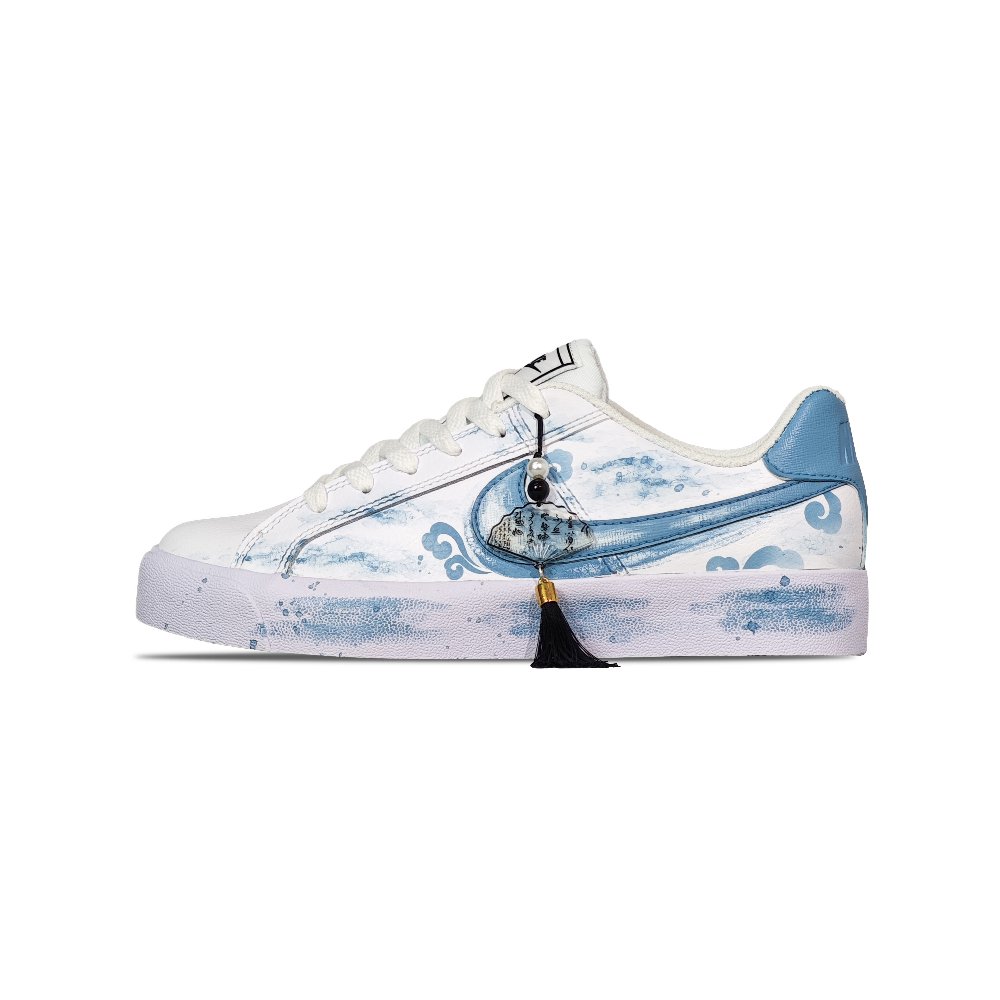 Nike Court Royale AC Anti-Slip And Wear-Resistant Lightweight Low-Top Skateboard Shoes Unisex Blue White