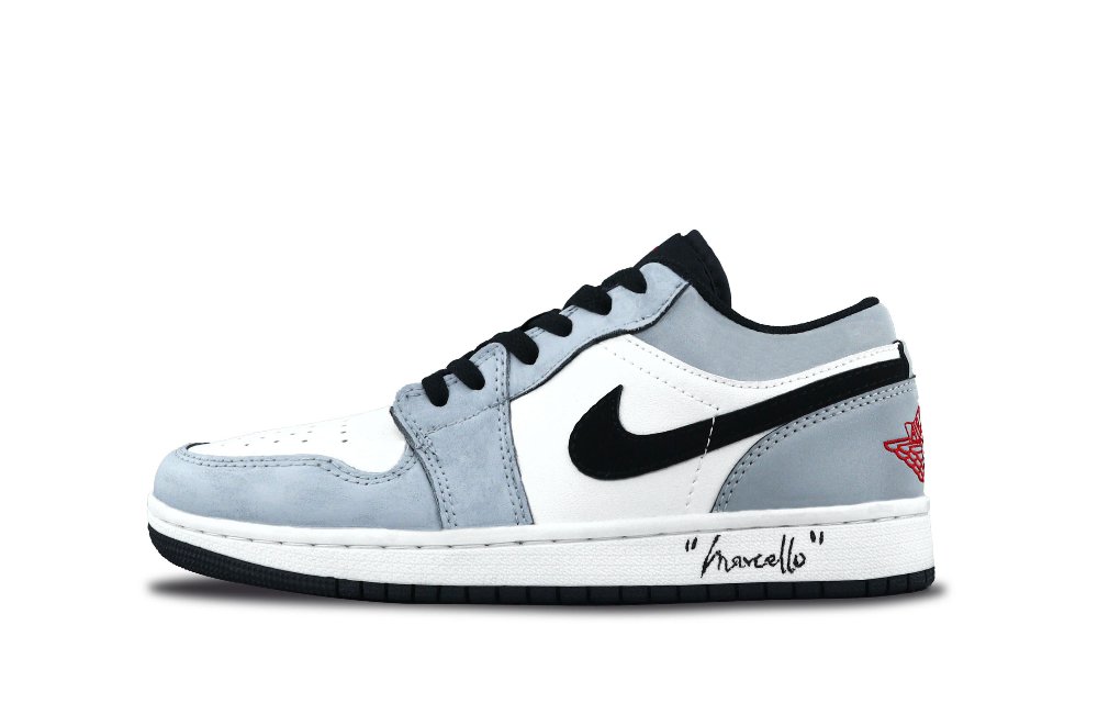 Jordan Air Jordan 1 Shadow Cushioning, Wear Resistant Low Top Vintage Basketball Shoes Unisex Gray White Black
