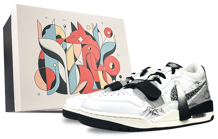 Jordan Legacy 312 Cushioning Anti-Slip And Wear-Resistant Mid-Top Vintage Basketball Shoes Men's Black White