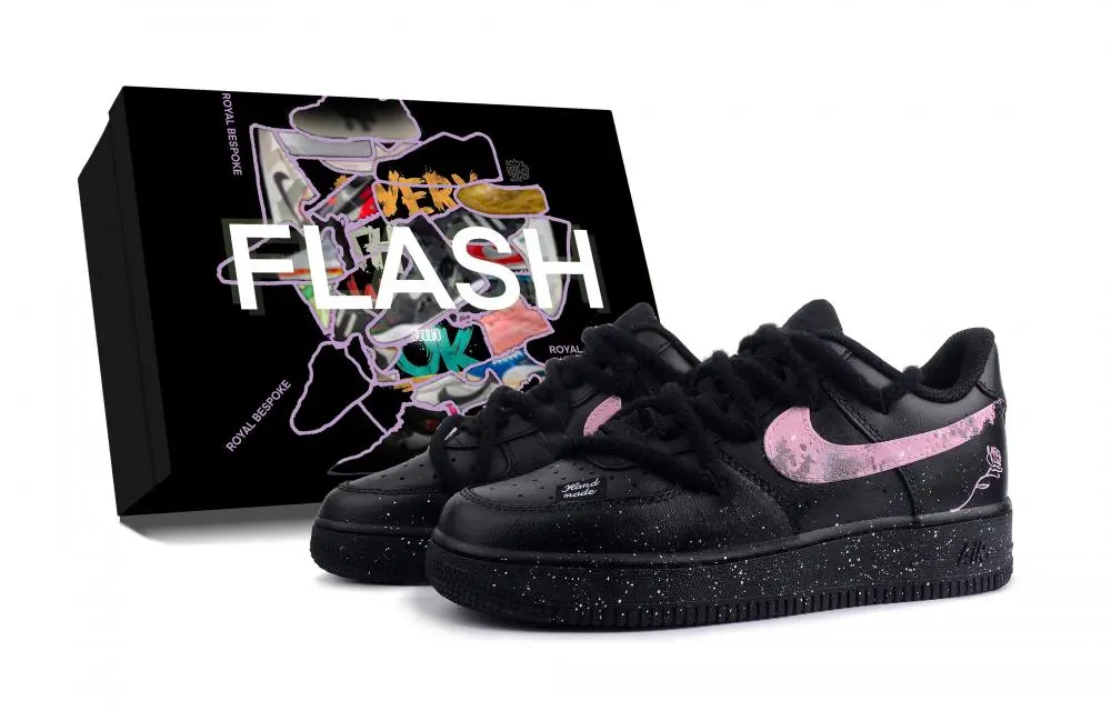 Nike Air Force 1 Rose Breeze, Box Included Abrasion Resistant Low top Skateboard Shoes Unisex Black Pink
