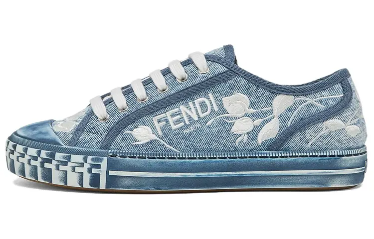FENDI Domino Low Top Stylish Skateboarding Shoes Women's Light Blue