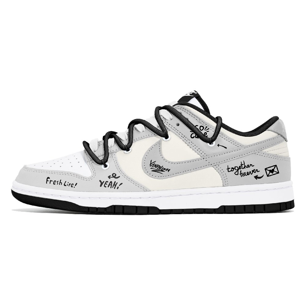 Nike Dunk Joy Lemon Abrasion Resistant Low Top Skateboard Shoes Men's Gray White
