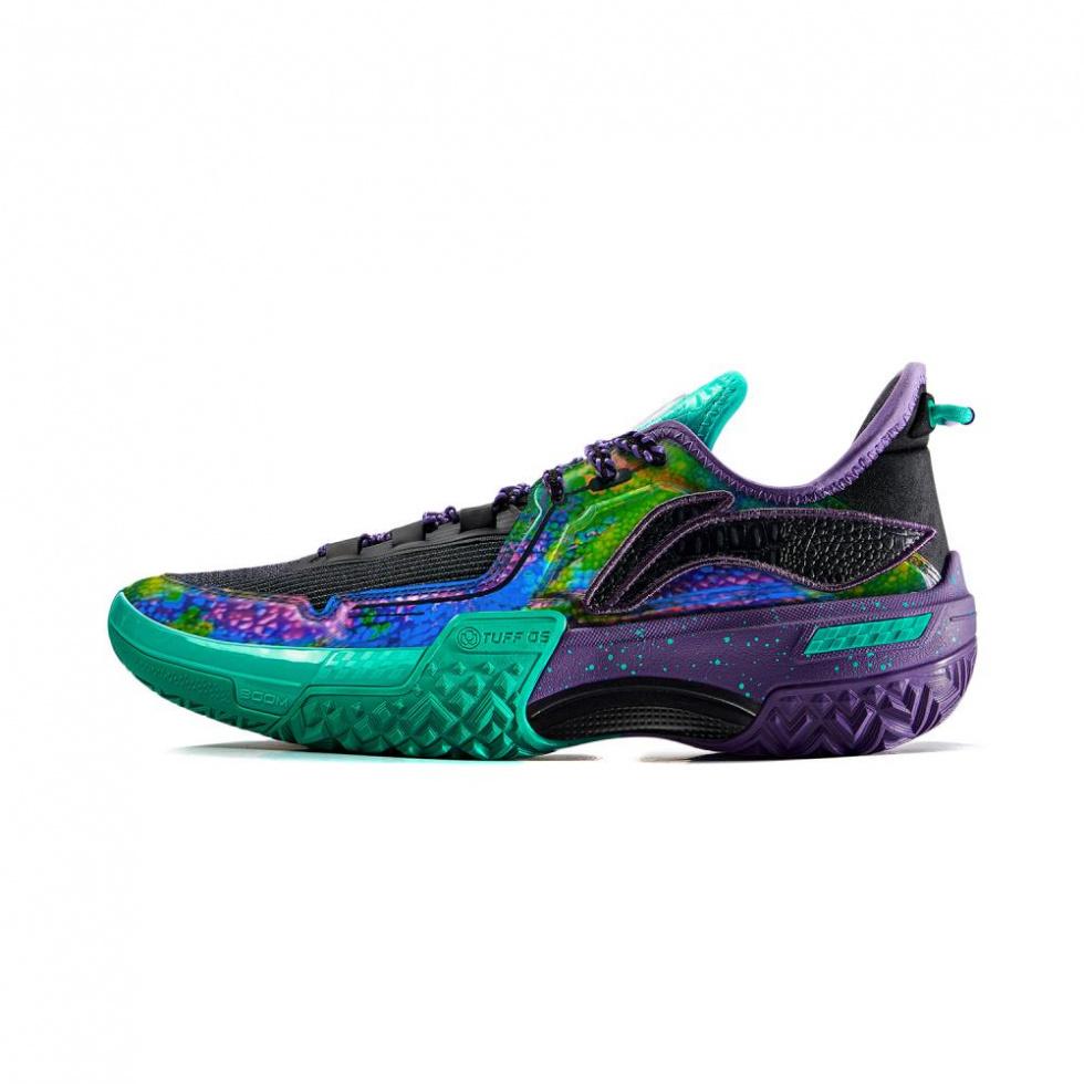 LiNing Shudder Cushioning Anti-Slip And Wear-Resistant Lightweight Rebound Low-Top Basketball Shoes Men's Black Green
