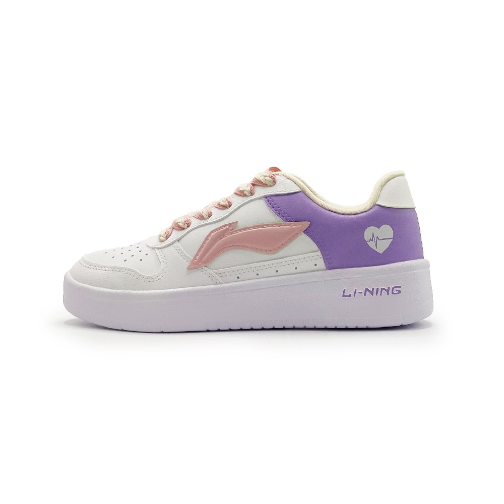 LiNing Pontoon Boats Anti Slip And Wear Resistant Breathable Low Top Skateboard Shoes Unisex White Pink Purple